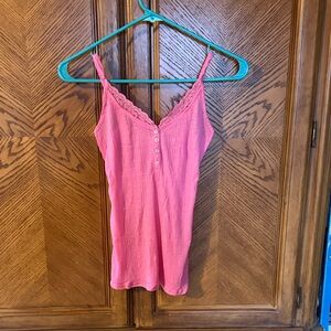 Victoria’s Secret Pink Lace-Trim Tank Top semi sheer size XS.